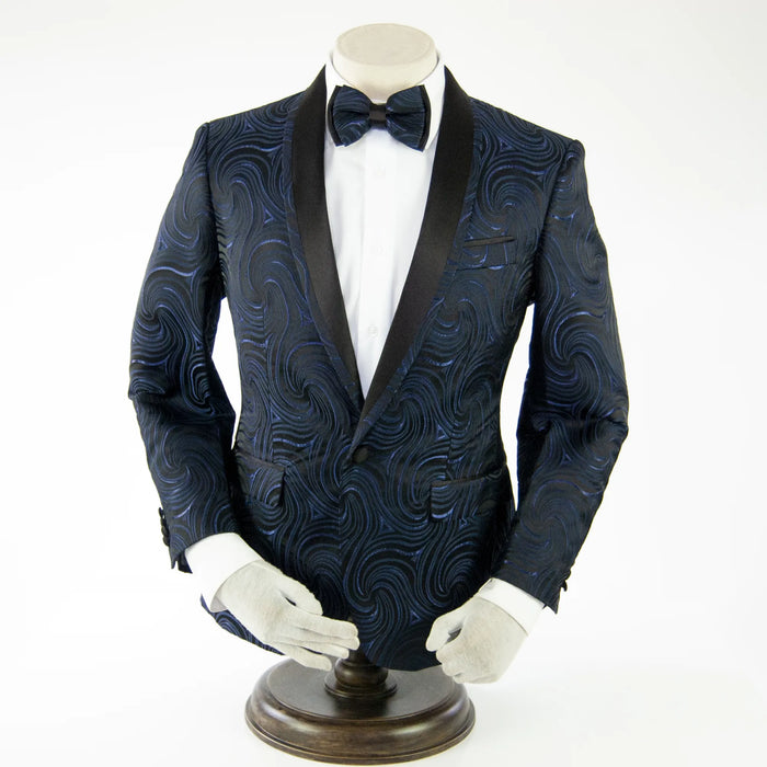 Navy Embossed Spiral 2-Piece Tailored-Fit Tuxedo