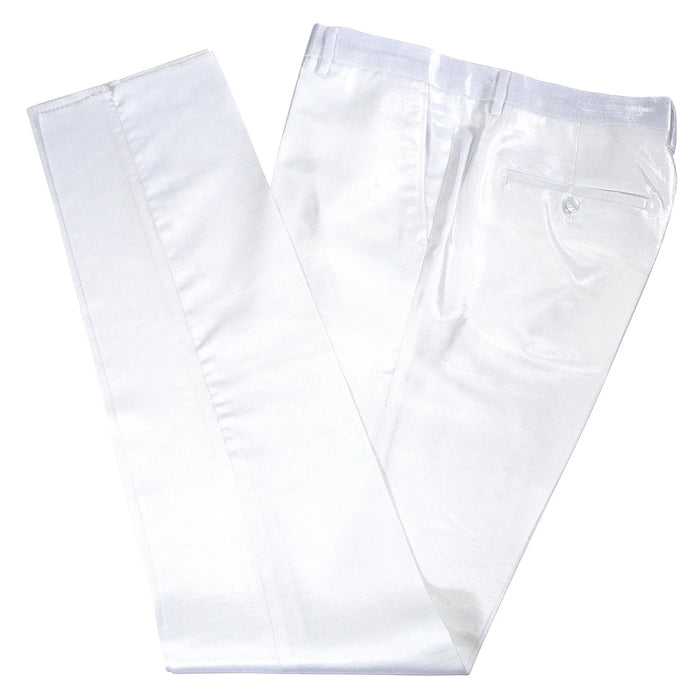 Men's White Metallic 2-Piece Slim-Fit Suit Pants
