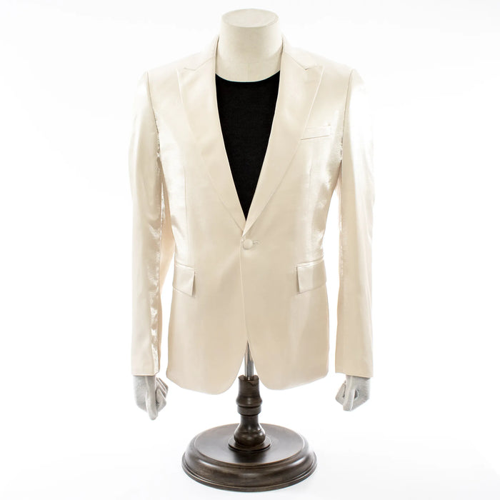Men's Cream White Metallic 2-Piece Slim-Fit Suit