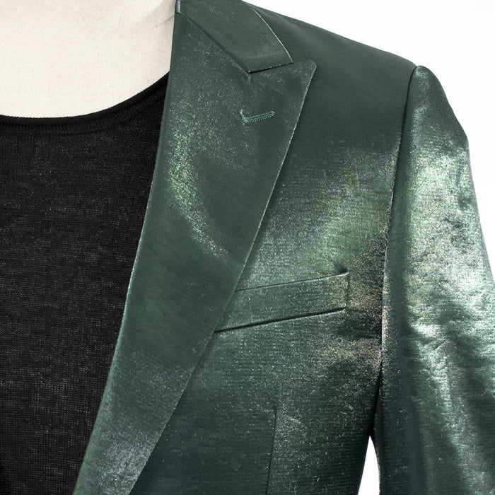 Men's Green Metallic 2-Piece Slim-Fit Suit Peak Lapel