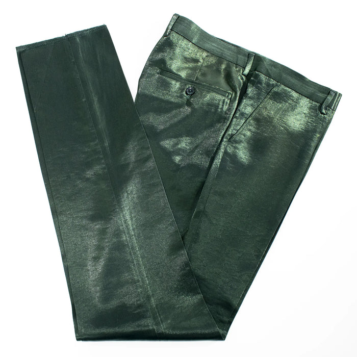 Men's Green Metallic 2-Piece Slim-Fit Suit Pants