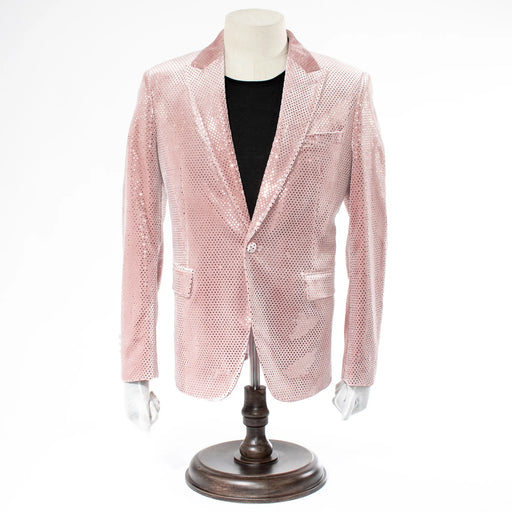 Men's Old Rose Pink Metallic 2-Piece Slim-Fit Suit