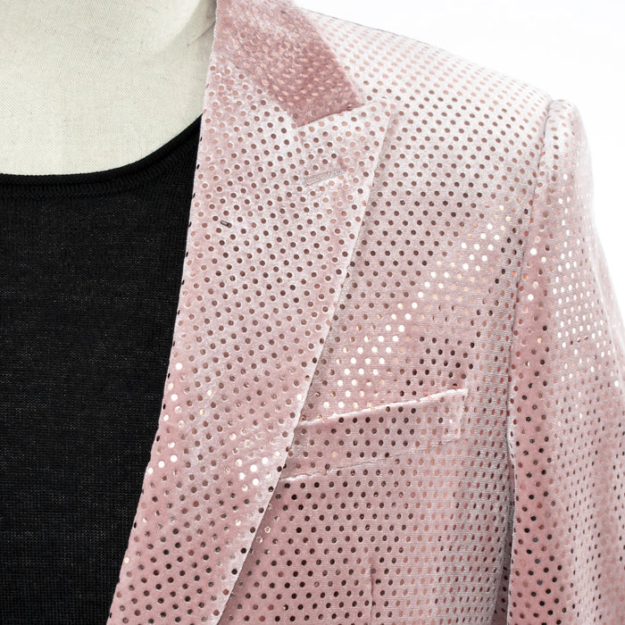 Men's Old Rose Pink Metallic 2-Piece Slim-Fit Suit Peak Lapel