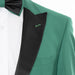 Men's Dark Green 3-Piece Slim-Fit Tuxedo - Peak Lapel Closeup