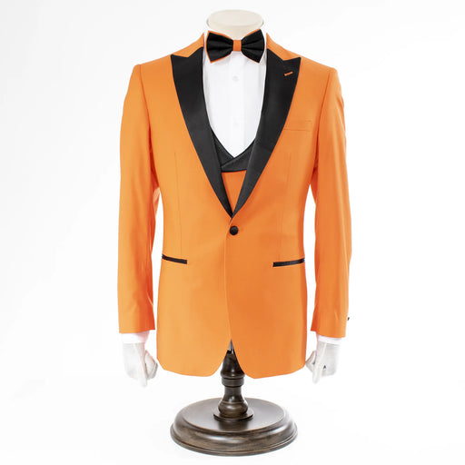 Men's Orange 3-Piece Slim-Fit Tuxedo - Single-Button Closure