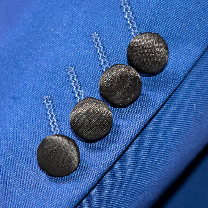 Men's Dark Blue Sapphire 3-Piece Slim-Fit Tuxedo -  Button Cuffs