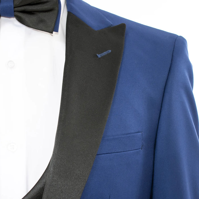Men's Dark Blue Sapphire 3-Piece Slim-Fit Tuxedo -  Peak Lapel