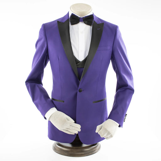 Men's Purple 3-Piece Slim-Fit Tuxedo - Single-Button Closure