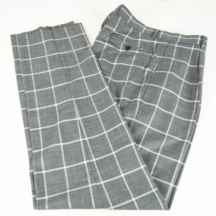 Gray Windowpane Check 3-Piece Tailored-Fit Suit