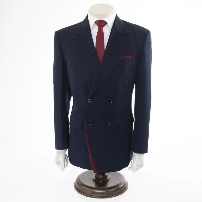 Navy Double-Breasted Slim-Fit 2-Piece Suit