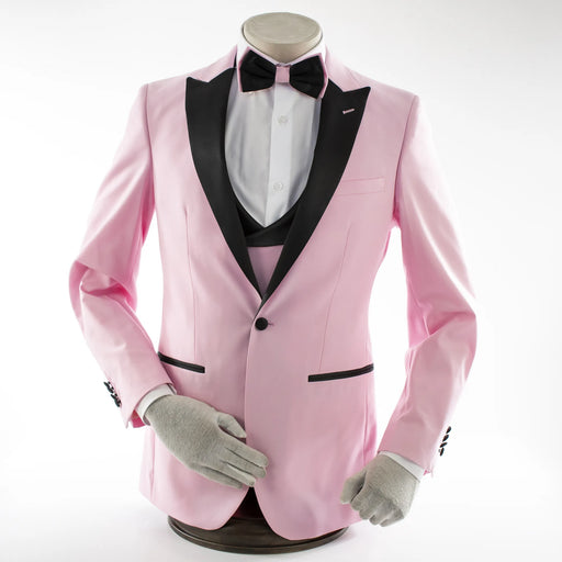 Men's Pink 3-Piece Slim-Fit Tuxedo - Single-Button Closure