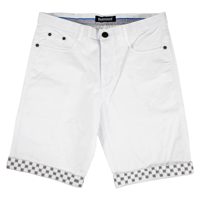 White 'B' Stitched Designer Shorts