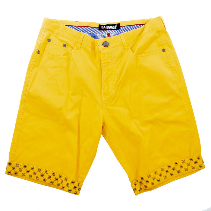 Yellow 'B' Stitched Designer Shorts
