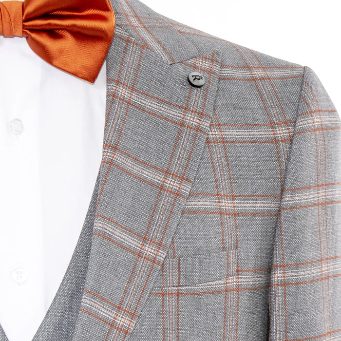 Gray 3-Piece Wool Plaid Slim-Fit Suit
