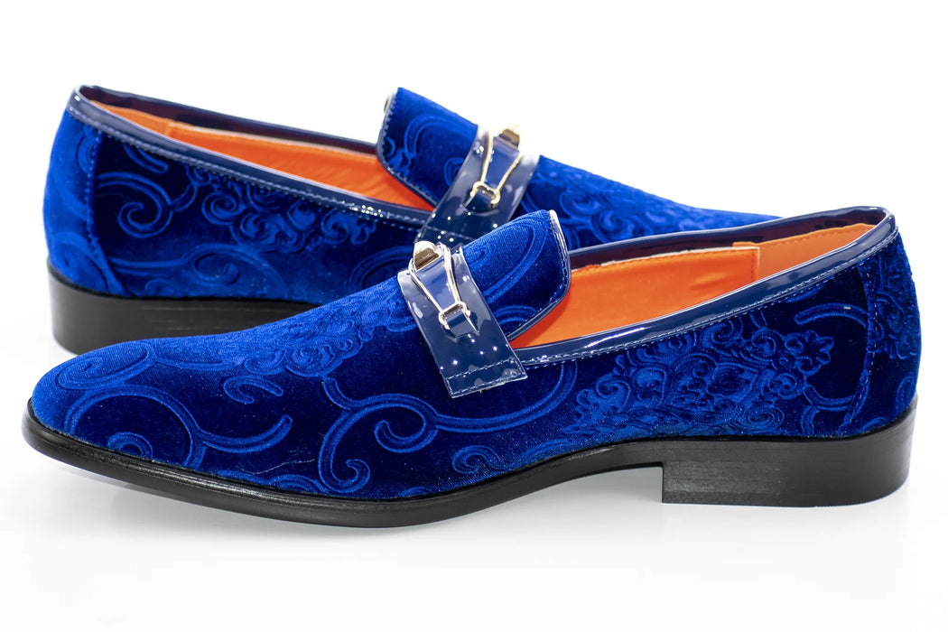 Men's Cobalt Blue Baroque Embroidered Dress Shoe