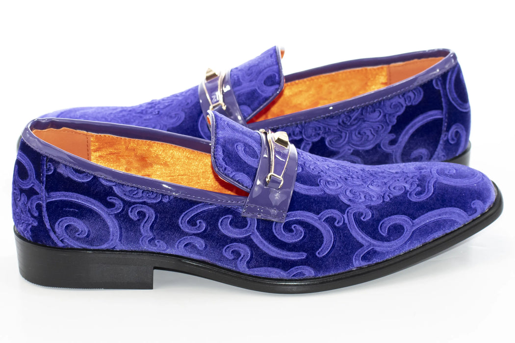 Men's Grape Purple Baroque Embroidered Dress Shoe