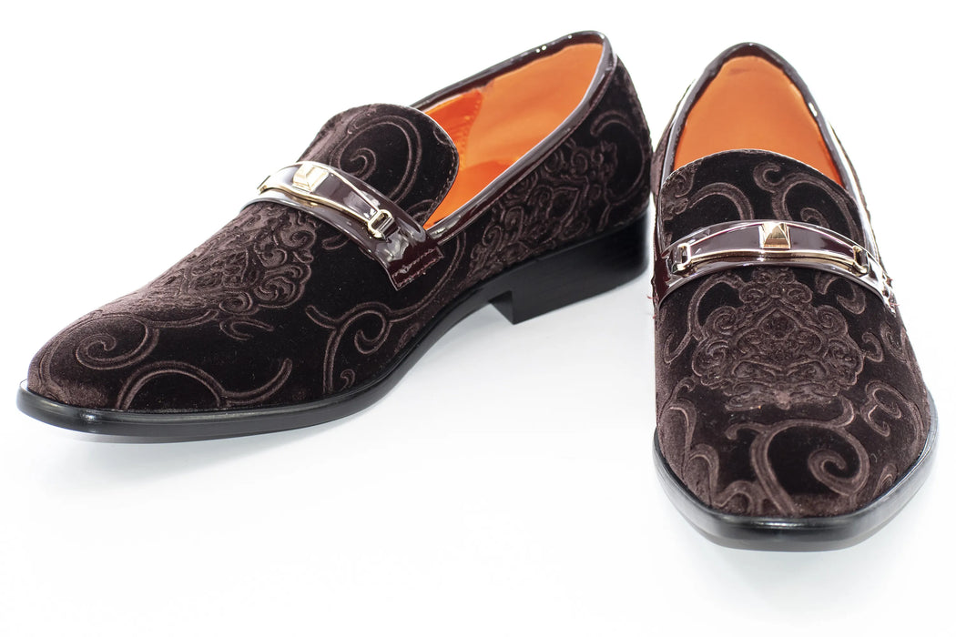 Men's Chocolate Brown Baroque Embroidered Dress Shoe