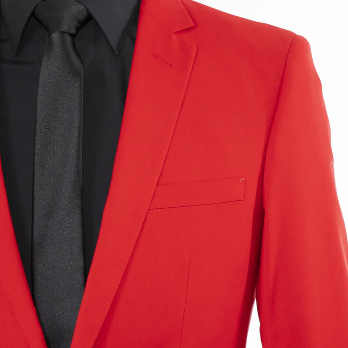 Red Solid 2-Piece Slim-Fit Suit