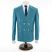 Men's Teal Blue Double-Breasted Slim-Fit Suit With Peak Lapels