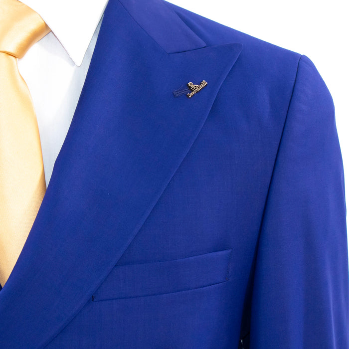 Men's Dark Blue Double-Breasted Slim-Fit Suit With Peak Lapels