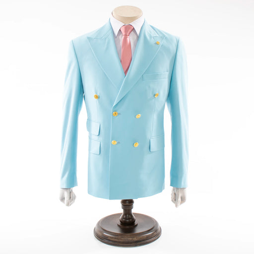 Men's Light Blue Double-Breasted 2-Piece Slim-Fit Suit