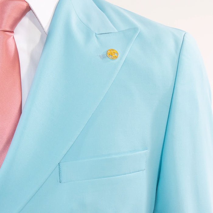 Men's Light Blue Double-Breasted 2-Piece Slim-Fit Suit