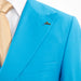 Men's Turqoise Blue Double-Breasted Slim-Fit Suit With Peak Lapels