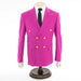 Men's Fuchsia Pink Double-Breasted Slim-Fit Suit With Peak Lapels