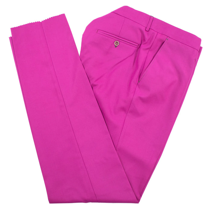 Men's Fuchsia Pink Double-Breasted Slim-Fit Suit With Peak Lapels