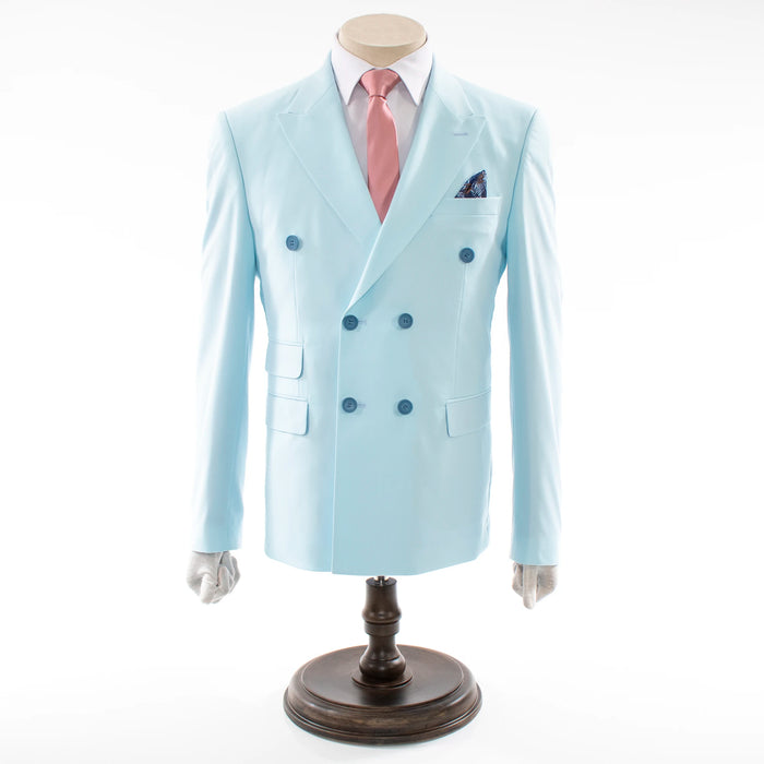 Powder Blue Double-Breasted 2-Piece Slim-Fit Suit