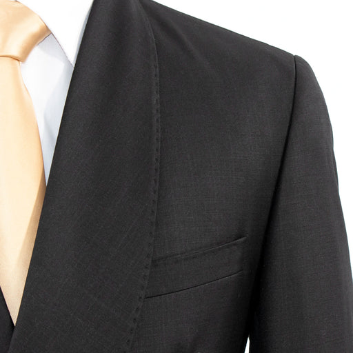 Men's Black Double-Breasted Slim-Fit Suit With Peak Lapels