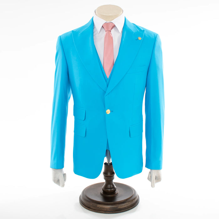 Turquoise 3-Piece Slim-Fit Suit