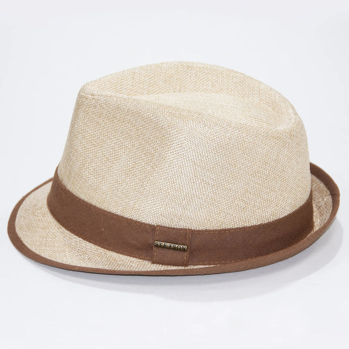 Tea Trilby Style Fedora with Linen Band