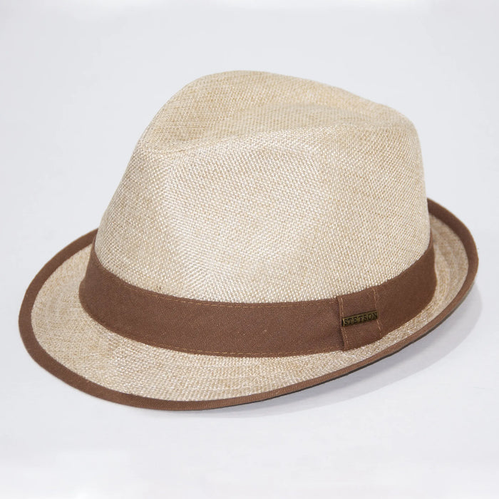 Tea Trilby Style Fedora with Linen Band
