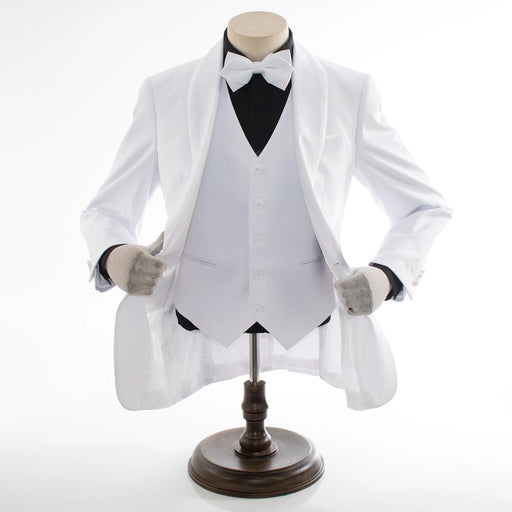 White Trim on White Stretch 3-Piece Slim-Fit Tuxedo
