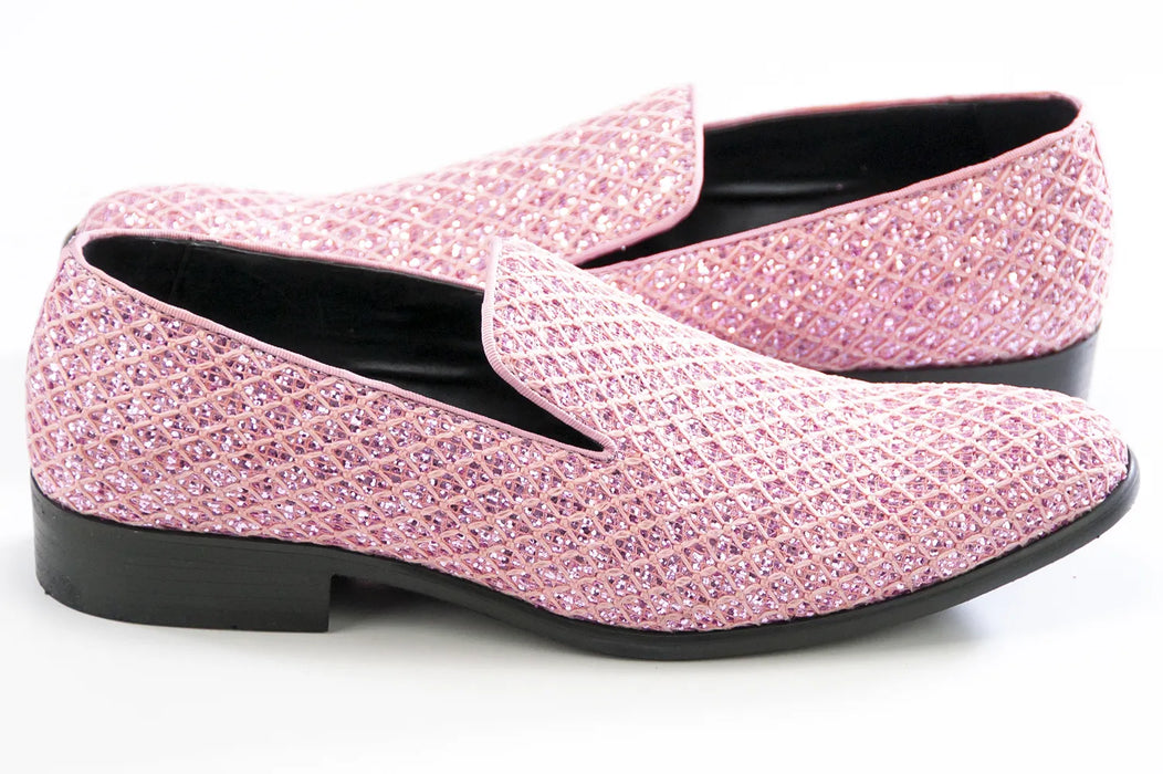 Men's Pink Diamond Embossed Dress Loafer