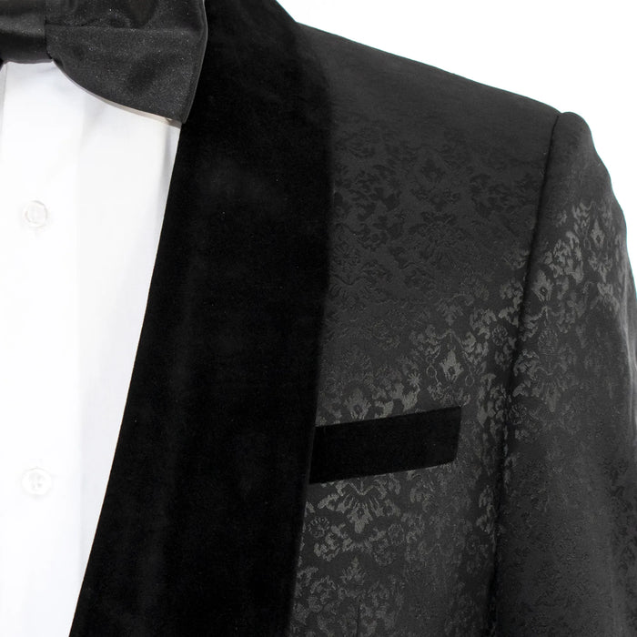 Men's Black Slim-Fit 3-Piece Velvet Tuxedo