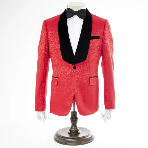 Men's Red Slim-Fit 3-Piece Velvet Tuxedo