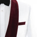 Men's White And Burgundy Slim-Fit 3-Piece Velvet Tuxedo