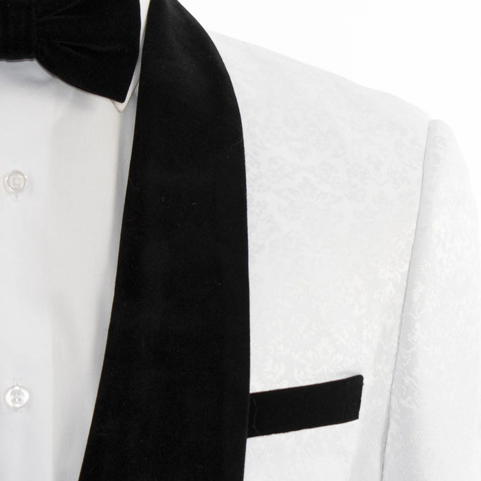 Men's White Slim-Fit 3-Piece Velvet Tuxedo