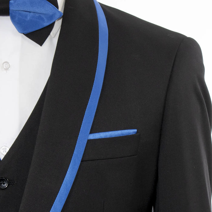 Royal Trim on Black Stretch 3-Piece Slim-Fit Tuxedo
