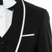 White Trim on Black Stretch 3-Piece Slim-Fit Tuxedo