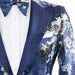 Men's Blue Floral Tuxedo Peak Lapel