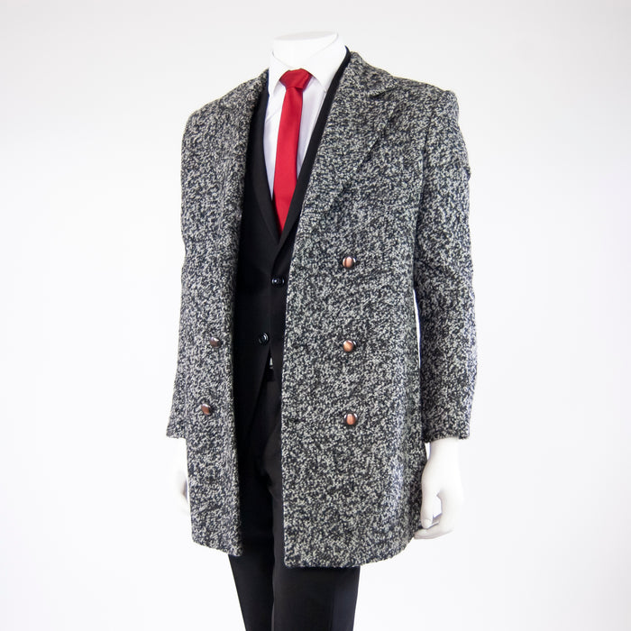 Gray Pebbled Wool Slim-Fit Overcoat