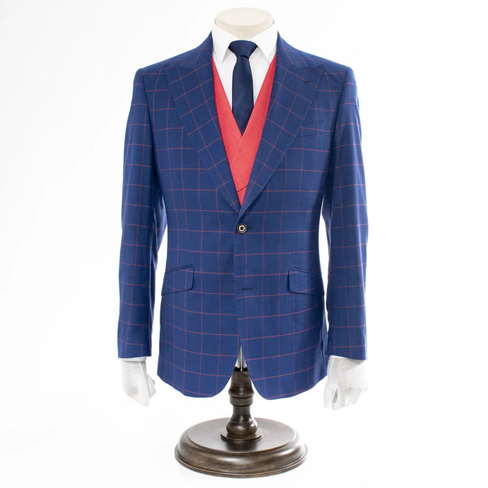 Sapphire Windowpane Check 3-Piece Tailored-Fit Suit