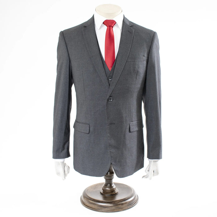Charcoal 3-Piece Slim-Fit Notch Lapel Suit