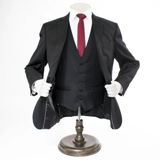 Men's Black 3-Piece Suit With Notch Lapels And Vest