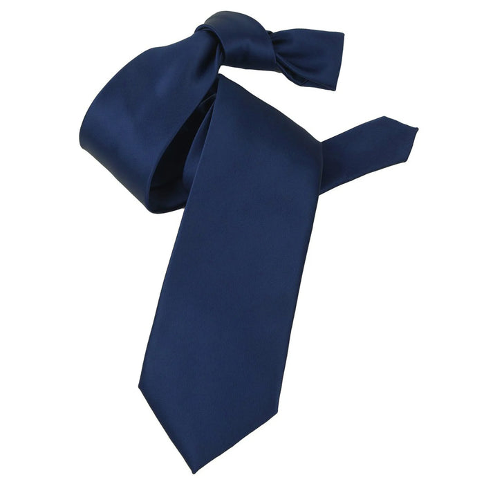 Navy Blue Satin Slim-Width Necktie