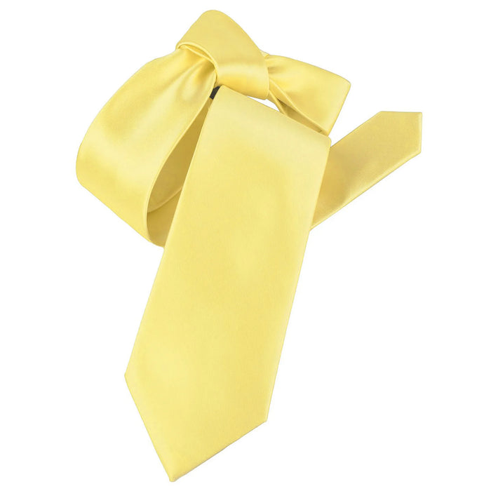 Canary Yellow Satin Slim-Width Necktie