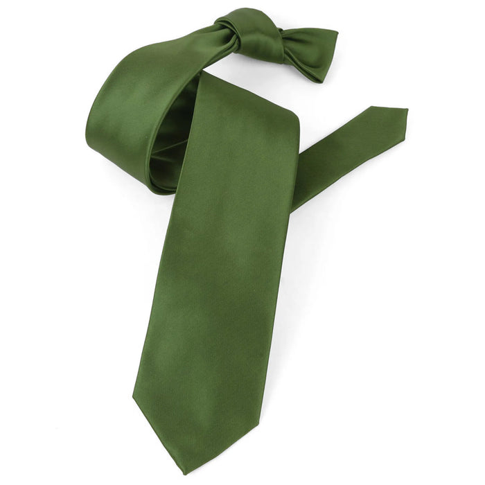 Seaweed Green Satin Slim-Width Necktie